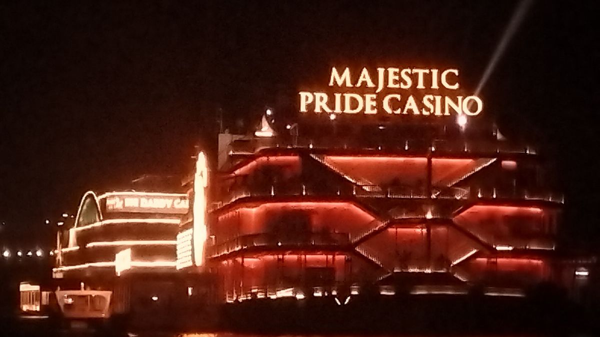 Casino ships on the Mandovi river in Goa at night